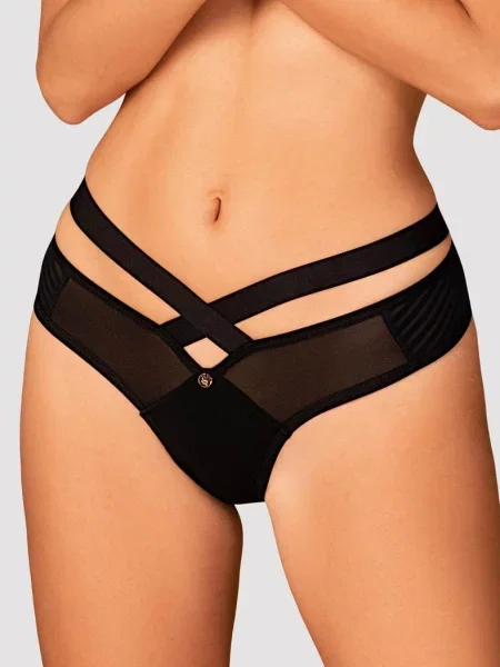 Трусики бразилиана из микросетки Трусы_Obsessive_Brasica чорні