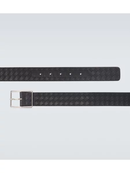 Kožený opasok Bottega Veneta čierna