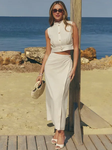 Жилет Seventeen льон/бавовна бежевий