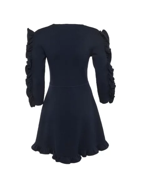 Rochie mini Victoria Beckham cu volane din jerseu albastru