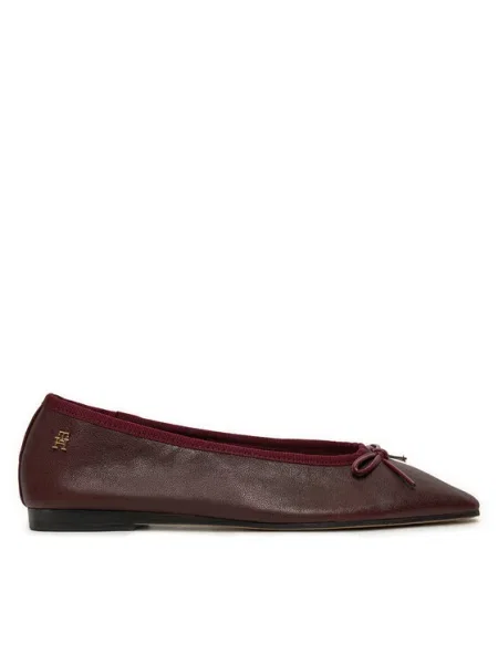 Кожени балеринки Tommy Hilfiger BALLERINA SOFT LEATHER бордо