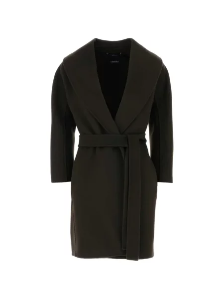 Cu centură palton 's Max Mara de lână verde