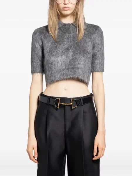 Moherowy top Gucci o krotszym kroju szary