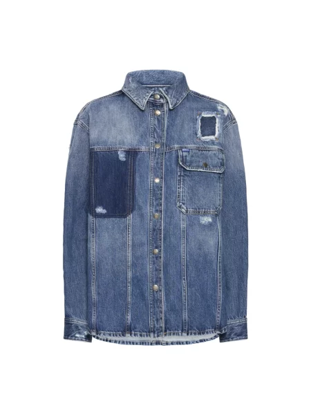 Kurtka jeansowa Ball z naszywkami niebieska