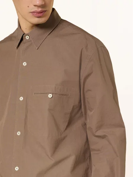 Officine Générale Lněná Košile Benoit Slim Fit hnědá