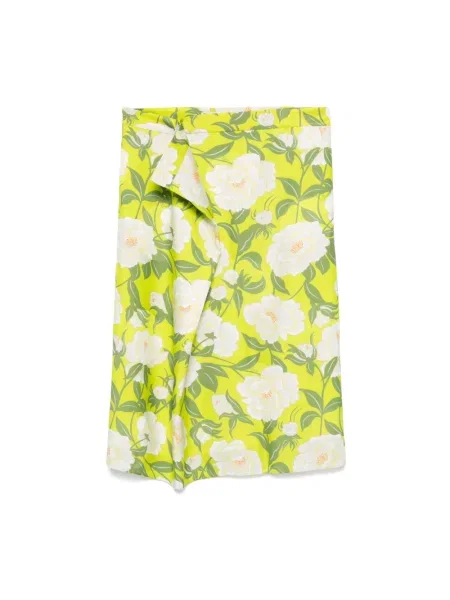 Lniana spódnica Kenzo z nadrukiem zielona