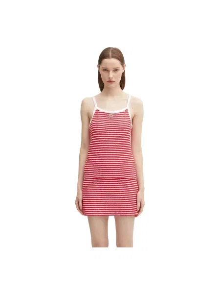Top Sporty And Rich w paski frotte z logo czerwony