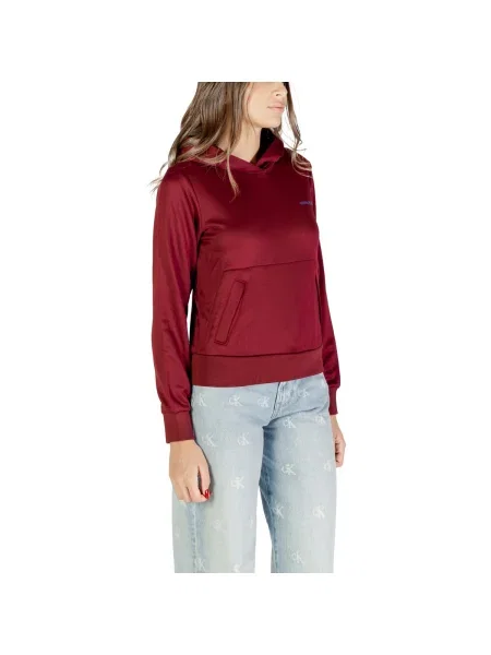 Mikina s kapucňou Calvin Klein Jeans vínová