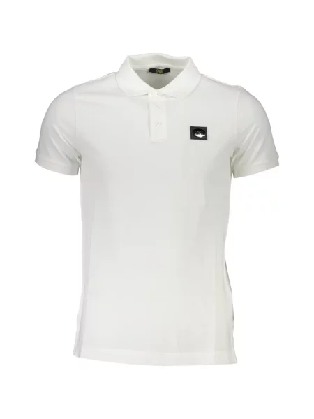 Tricou polo Cavalli Class cu autograf alb