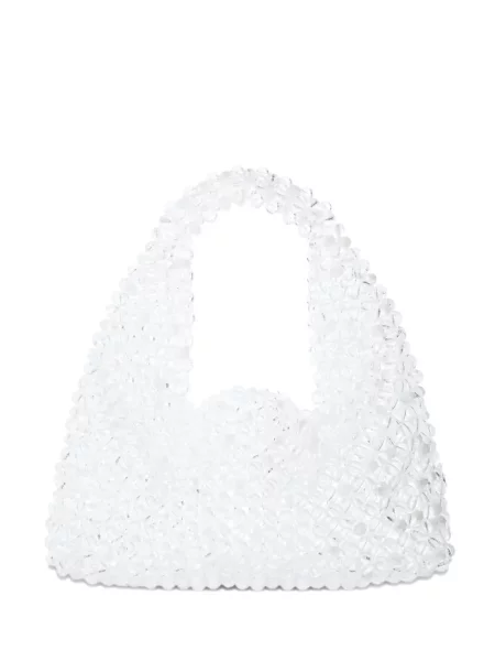 Geantă shopper 0711 cu mărgele alb