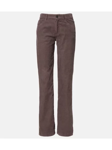Pantaloni The Row de catifea cord maro