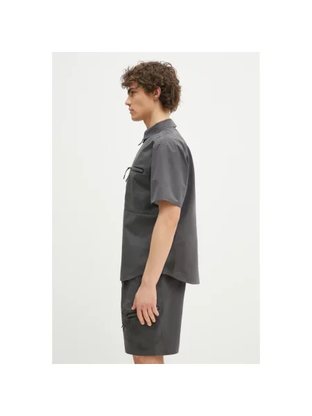 Alpha Industries koszula Short Sleeve Laser Cut Shirt regular z kołnierzykiem klasycznym szary