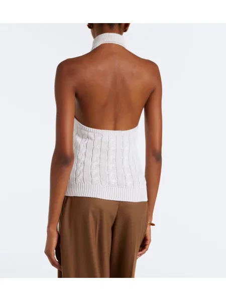 Top Ralph Lauren Collection de mătase alb