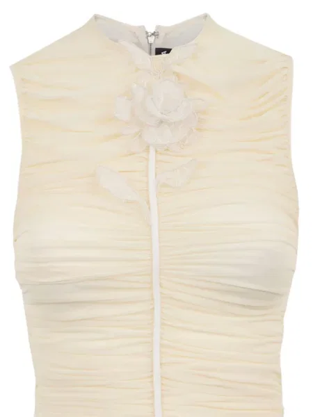 Bluzka koronkowa David Koma z falbankami koronkowa różowa