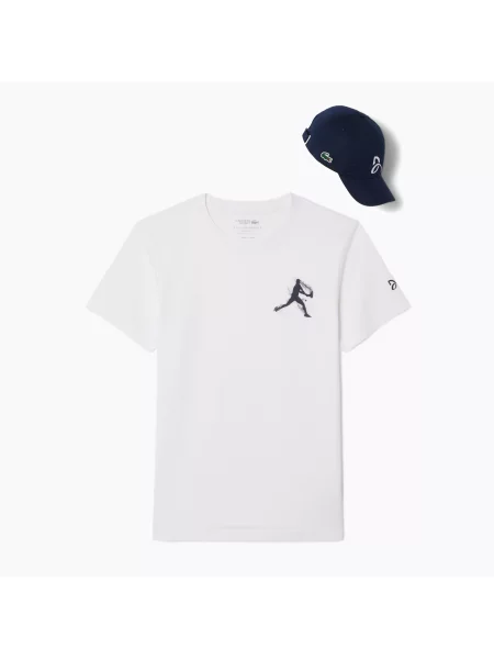 Koszulka tenisowa Lacoste white/navy blue biała