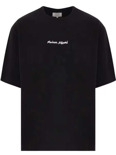 Tričko Maison Kitsuné s výšivkou černé
