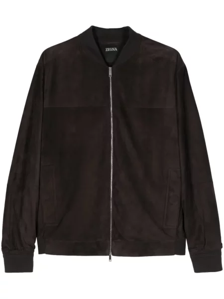 Geacă bomber Zegna din piele de căprioară negru