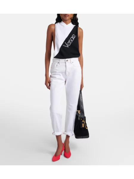 Top Versace cu broderie negru