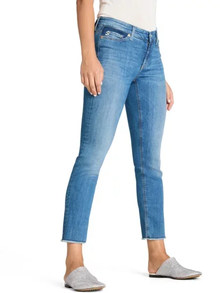 Cambio Jeansy Cropped Piper blau niebieskie