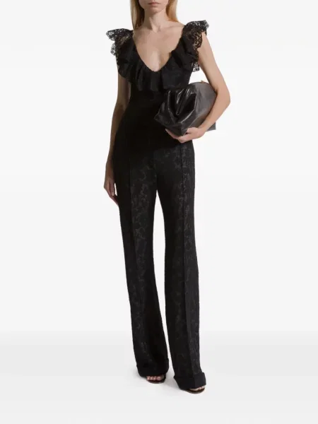 Pantaloni Alberta Ferretti cu model floral negru