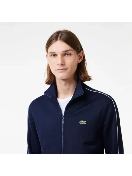 Lacoste Kurtka Dresowa Paris Piqué Z Zamkiem Błyskawicznym Z Przodu granatowa