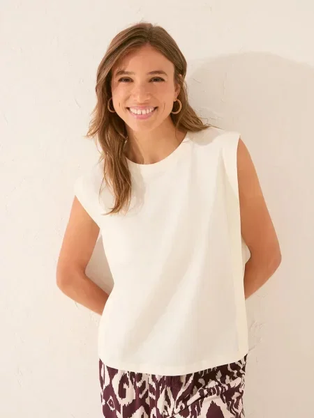 Горнище на пижама с къси ръкави women'secret от бежово