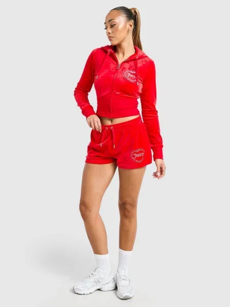 Juicy Couture Szorty Diamente Heart Logo czerwone