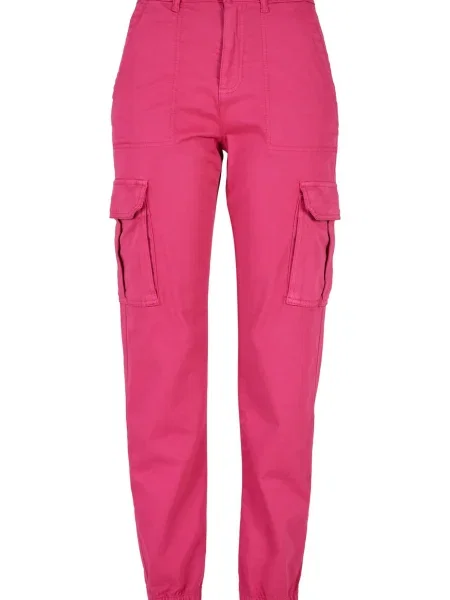 Pantaloni Urban Classics din țesătură twill roz