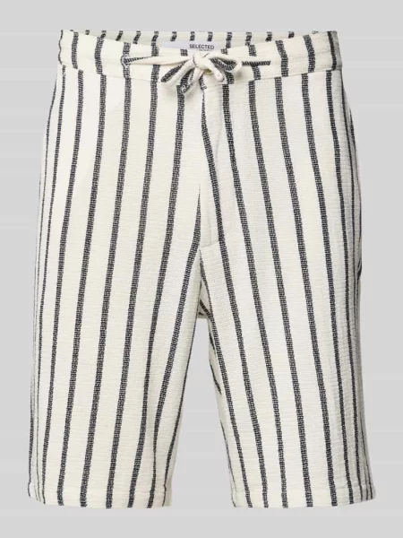 Bermudy o kroju regular fit z fakturowanym wzorem model ‘BRODY’ Selected Homme białe