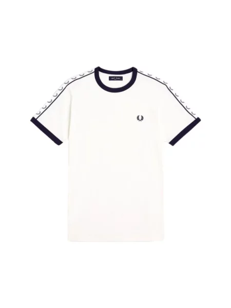 T-shirt FRED PERRY Taped Ringer T-shirt Snow White L biała