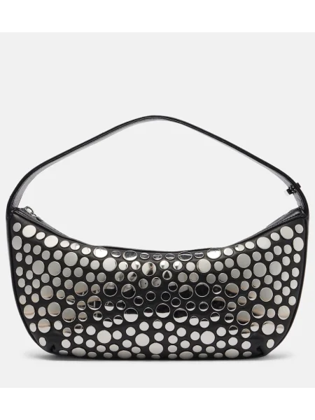 Geanta de piele Staud din piele cu tepi negru