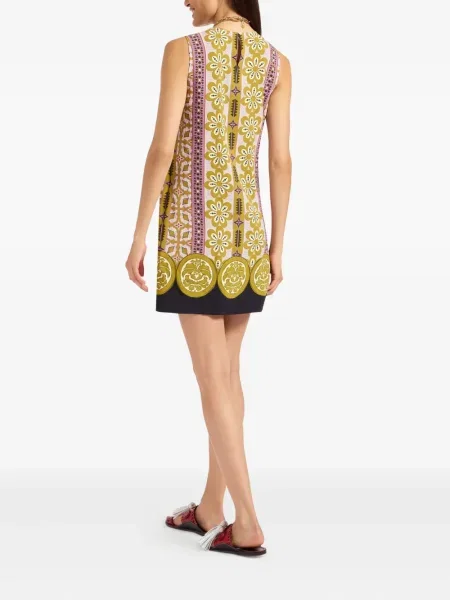 Sukienka mini La Doublej w kwiatki z nadrukiem garniturowa różowa