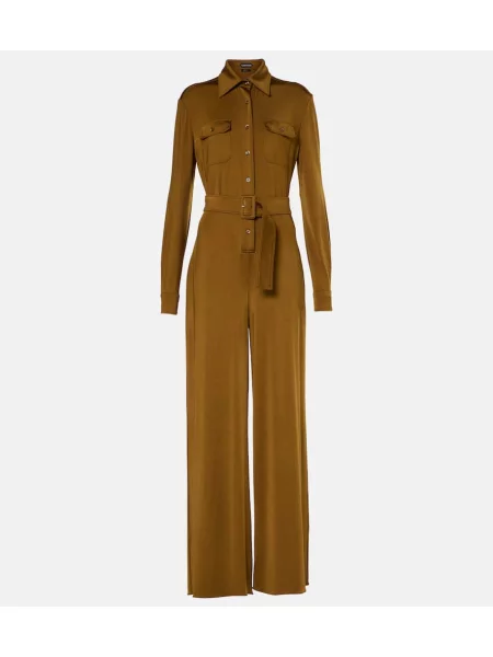 Salopetă Tom Ford din satin auriu