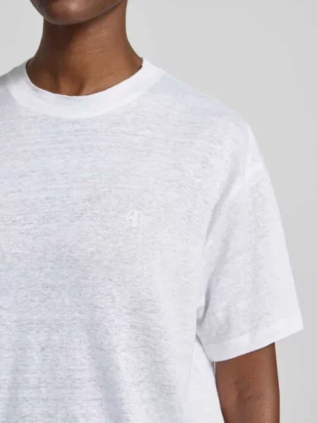 T-shirt o kroju regular fit z czystego lnu Anine Bing czarna