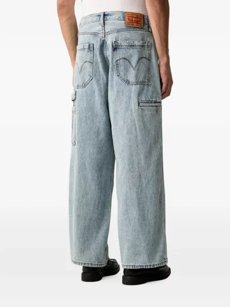 Pantaloni scurți din denim Levi's® din dantelă zdrențuiți cu talie înaltă albastru