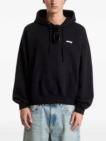 Hanorac cu glugă Obey cu imagine negru