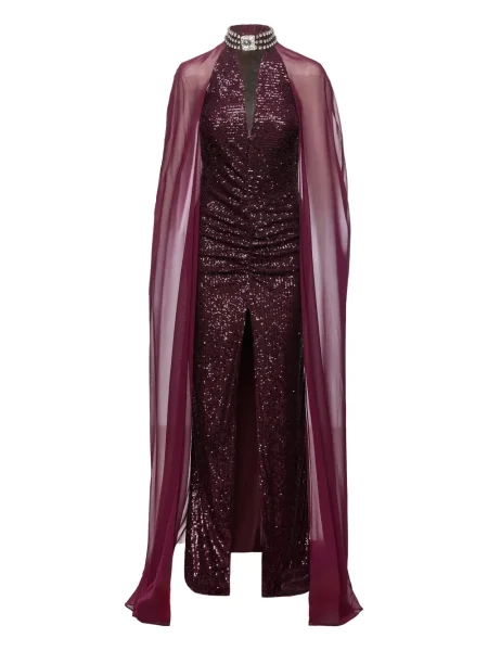 Rochie maxi Nissa cu paiete de costum violet