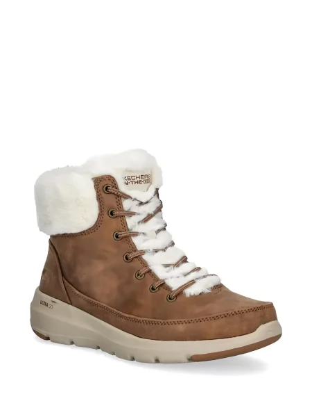 Μποτάκια Skechers με κορδόνια με δαντέλα καφέ