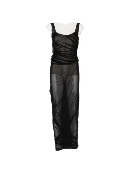 Rochie maxi The Attico cu volane plasă negru