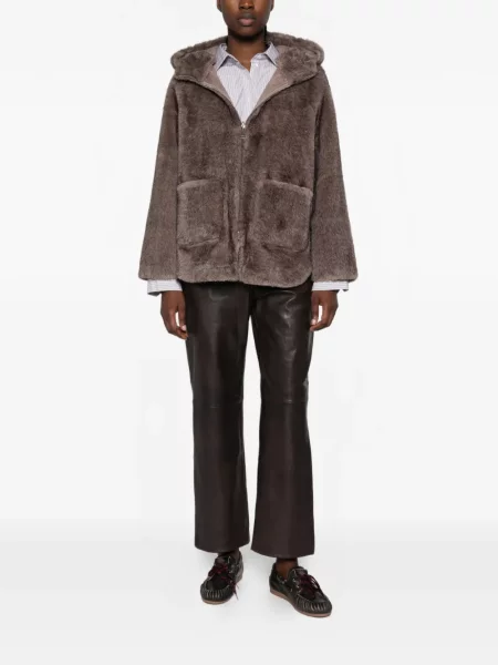 Pantaloni Weekend Max Mara din piele maro