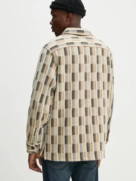 Vlněná košile A.P.C. surchemise stanley relaxed s klasickým límcem béžová