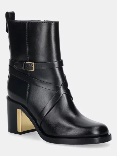 Кожени боти Elisabetta Franchi с дебел черно