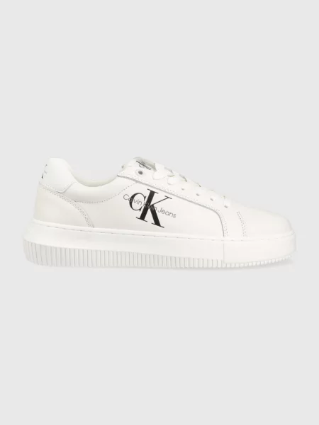Кожени маратонки Calvin Klein Jeans CHUNKY CUPSOLE MONOLOGO W черно