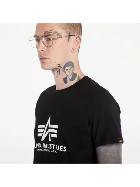 T-shirt z nadrukiem z logo model ‘BASIC’ Alpha Industries czarna