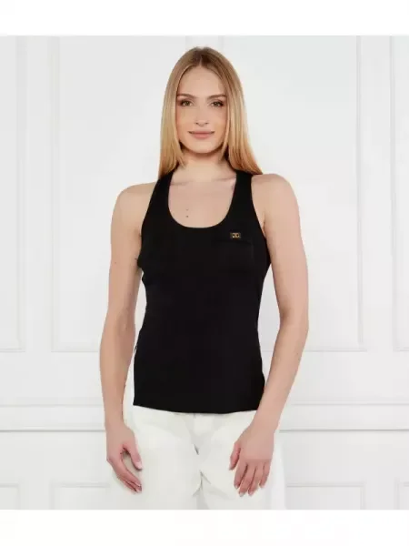Elisabetta Franchi Top selyem hozzáadásával fekete