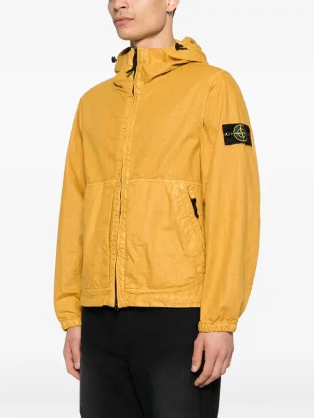 Geacă Stone Island cu glugă cu strasuri galben