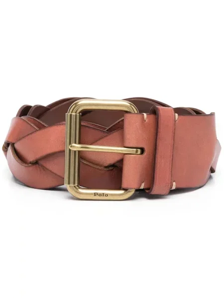 Szerokie pikowane jeansy Polo Ralph Lauren na sprzączkę brązowe