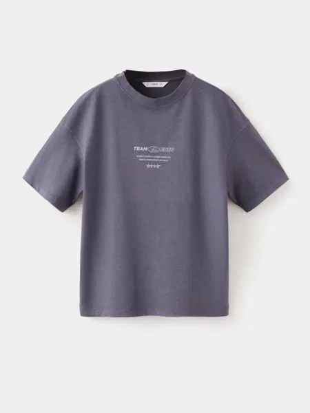 Koszulka oversize garment-dyed Dzieci lata MANGO KIDS fioletowy