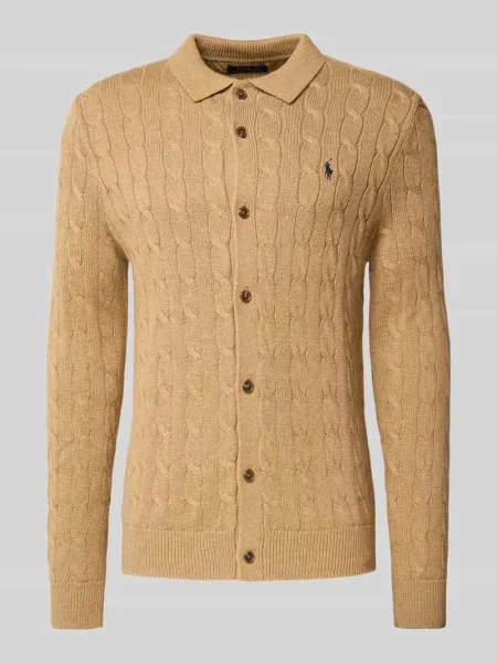Kardigan rozpinany w kroju regular fit z czystej bawełny Polo Ralph Lauren beżowy