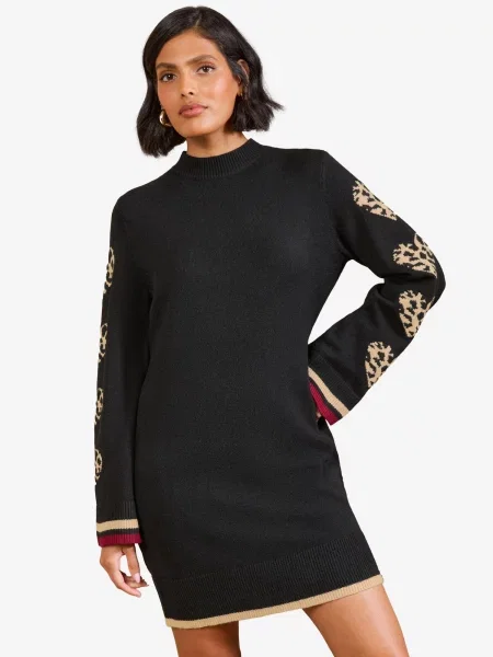 Love & roses Rochie tricotat bej negru